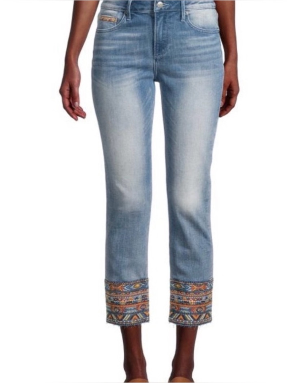 Womens Driftwood Colette Embroidered Slim Straight Aztec Denim Jeans Size 26